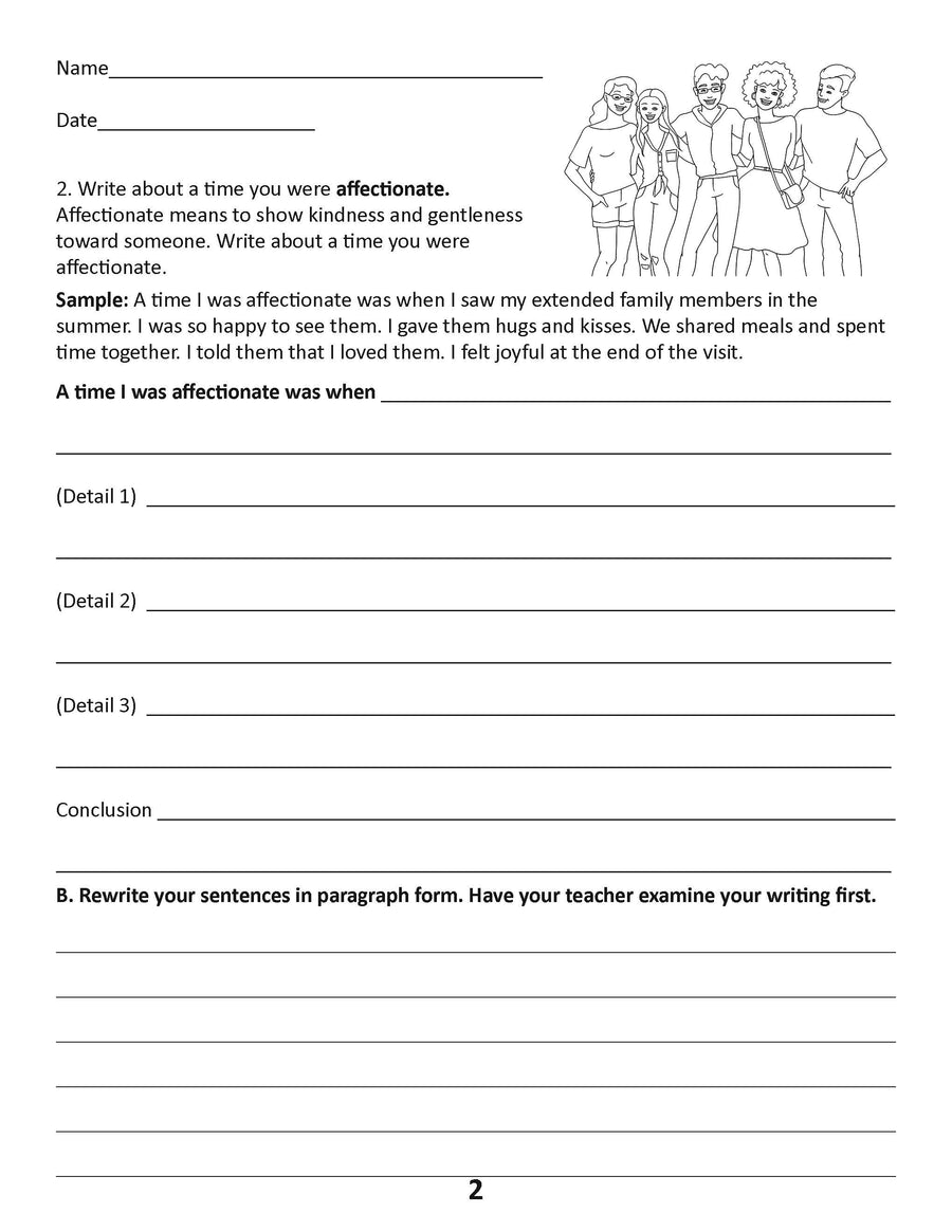 Writing Warmups: Past Tense Writing Using Adjectives For Beginning Writers, Reading Level Grade 4 and 5, eBook