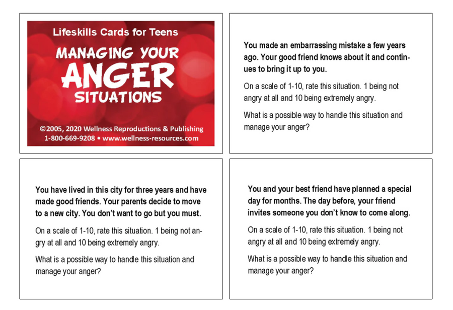 Managing Your Anger Situations Teen Cards