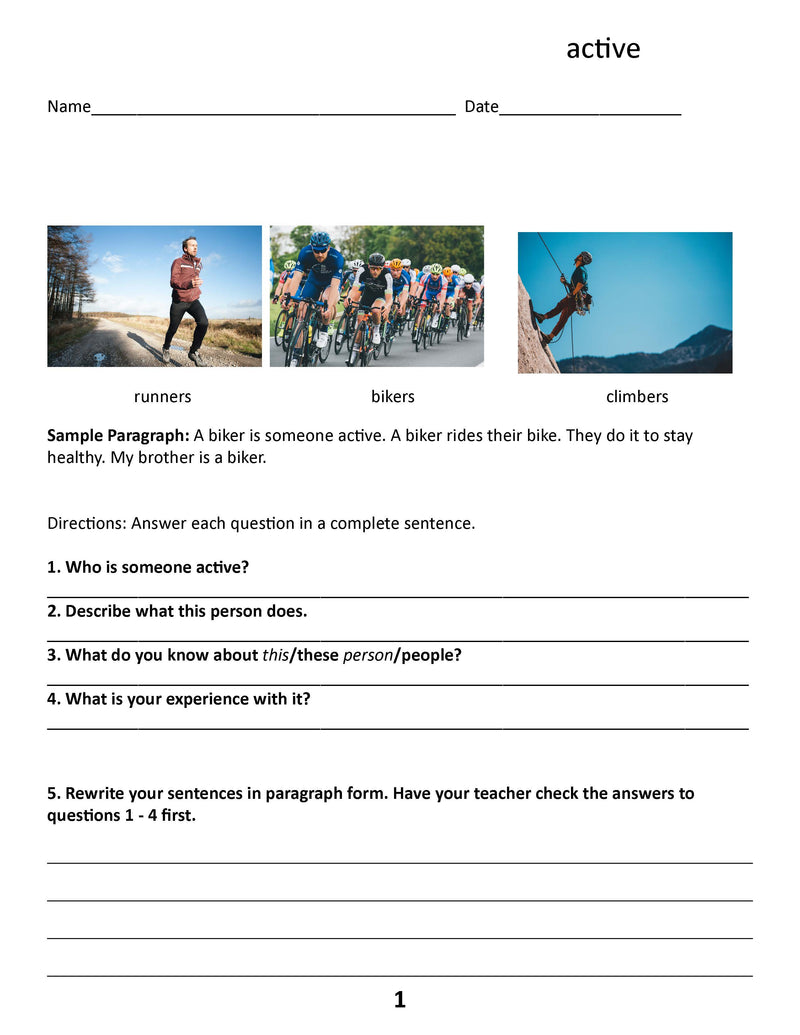 Writing Warmups: Present and Past Tense Writing Using Adjectives For Beginning Writers, Reading Level Grade 2 eBook