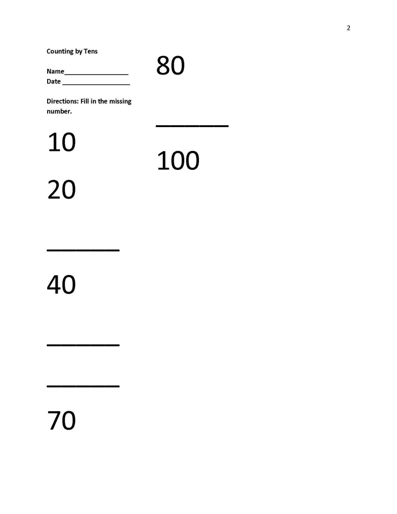 Counting by Tens (10 to 100)