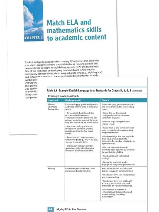 Aligning IEPs to State Standards