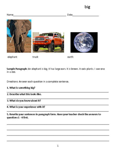 Writing Warmups: Present and Past Tense Writing Using Adjectives For Beginning Writers, Reading Level Grade 1 eBook