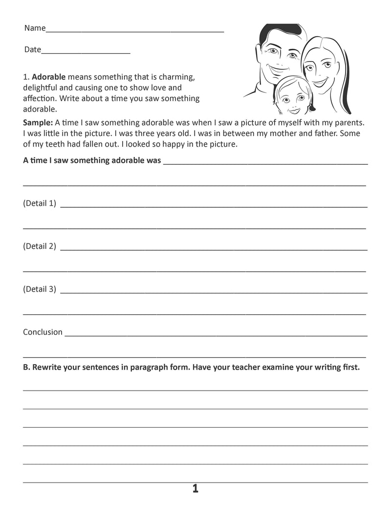 Writing Warmups: Past Tense Writing Using Adjectives For Beginning Writers, Reading Level Grade 4 and 5, eBook