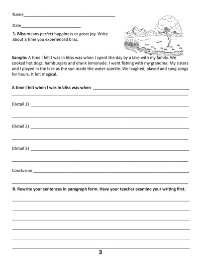 Writing Warmups: Past Tense Writing Using Adjectives For Beginning Writers, Reading Level Grade 3 eBook